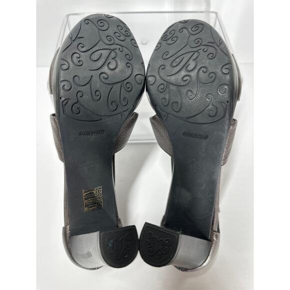 Brighton Viva Metallic Bronze Leather Heels Open Toe Dress Shoes Sz 10 Straps - Picture 11 of 12